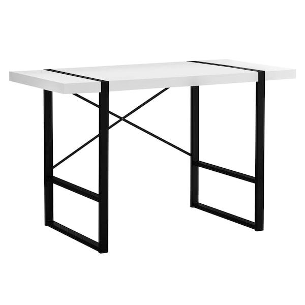 Computer Desk, Home Office, Laptop, 48"L, Work, Metal, Laminate, White, Black, Contemporary, Modern